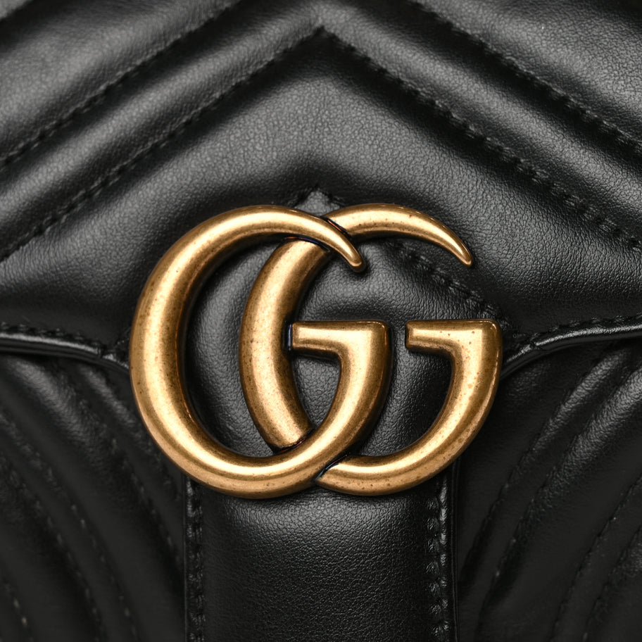 Gucci Calfskin Matelasse Mini GG Marmont Shoulder Bag Black Image 7