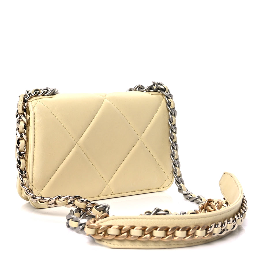 Chanel Lambskin Quilted Chanel 19 Wallet On Chain WOC  Yellow Image 2