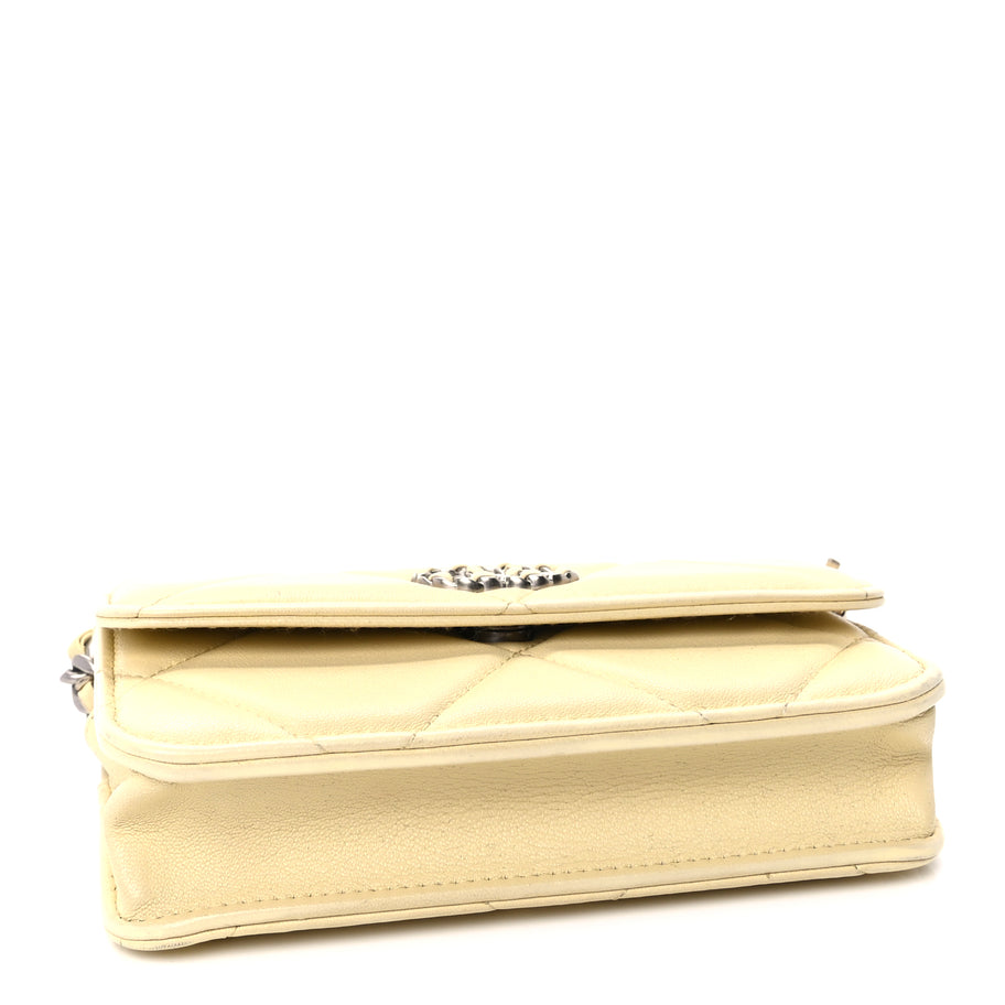 Chanel Lambskin Quilted Chanel 19 Wallet On Chain WOC  Yellow Image 3
