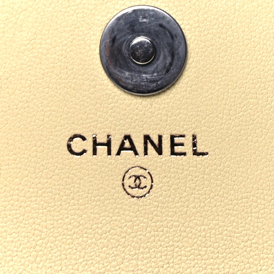 Chanel Lambskin Quilted Chanel 19 Wallet On Chain WOC  Yellow Image 5