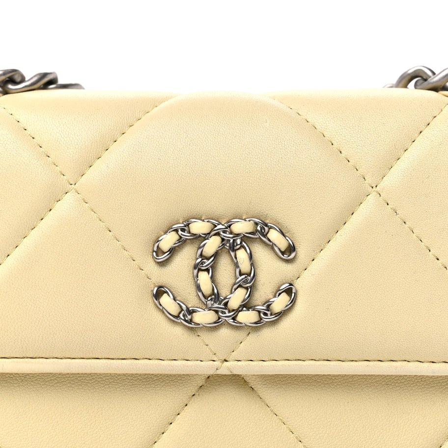 Chanel Lambskin Quilted Chanel 19 Wallet On Chain WOC  Yellow Image 7