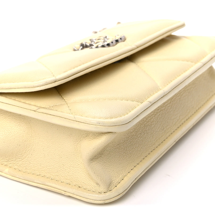 Chanel Lambskin Quilted Chanel 19 Wallet On Chain WOC  Yellow Image 8