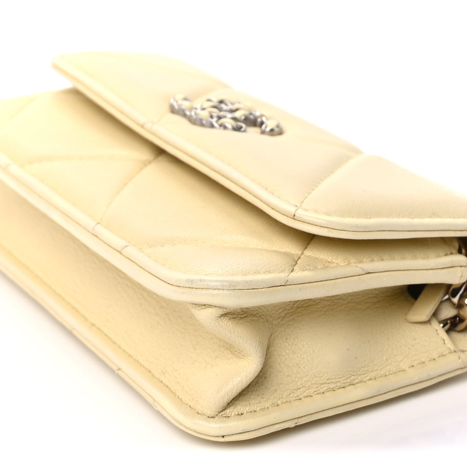 Chanel Lambskin Quilted Chanel 19 Wallet On Chain WOC  Yellow Image 9