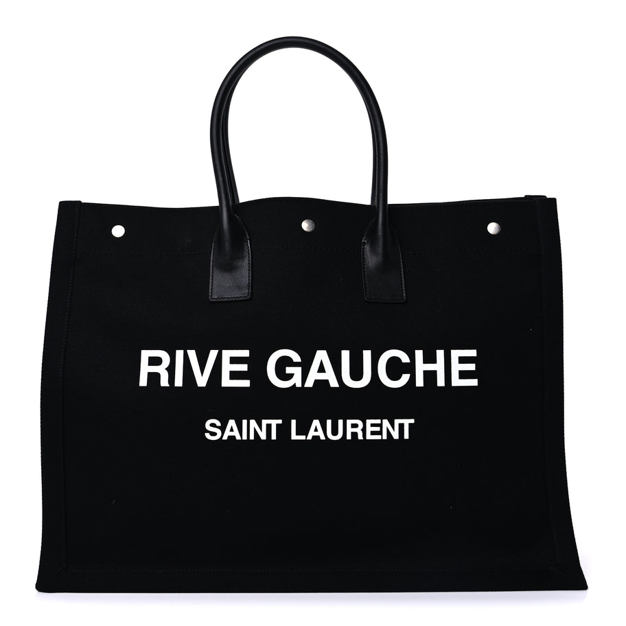 Saint Laurent Linen Calfskin Rive Gauche Tote Black Image 1