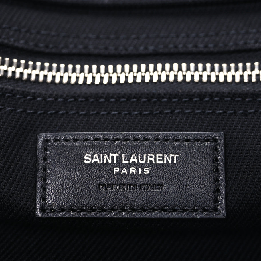 Saint Laurent Linen Calfskin Rive Gauche Tote Black Image 5