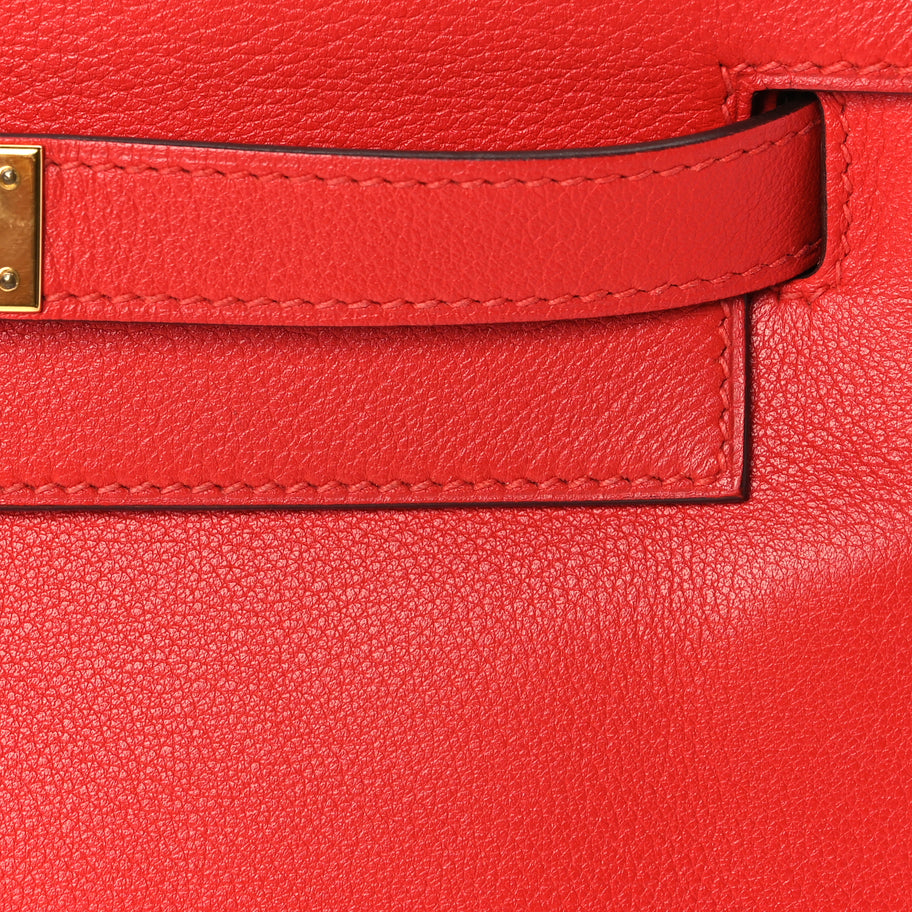 Hermes Evercolor Kelly Retourne 28  Rouge Tomate Image 7