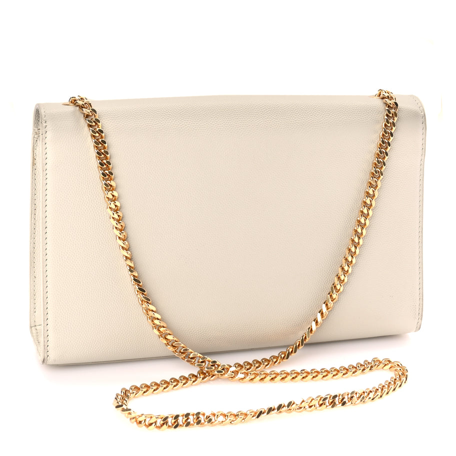 Saint Laurent Grain De Poudre Calfskin Medium Classic Monogram Kate Tassel Satchel Crema Soft Image 2