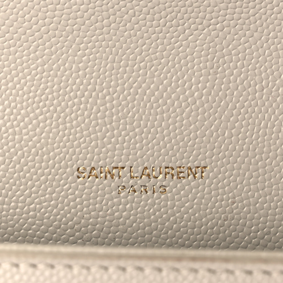 Saint Laurent Grain De Poudre Calfskin Medium Classic Monogram Kate Tassel Satchel Crema Soft Image 5