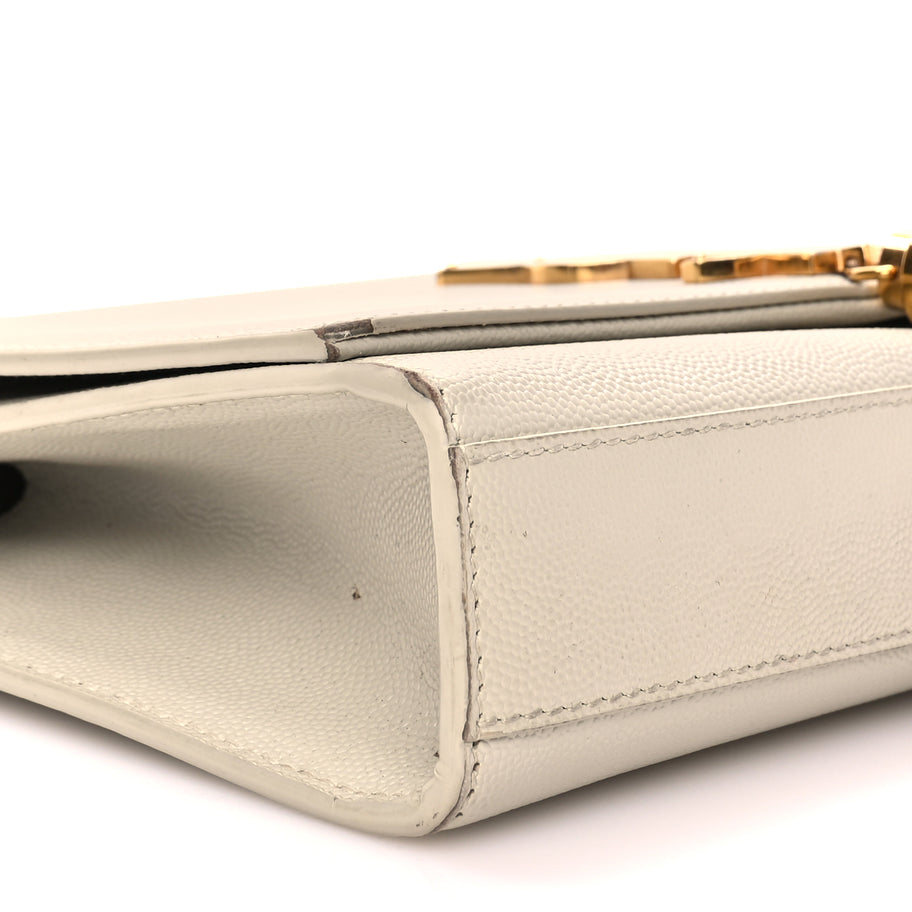 Saint Laurent Grain De Poudre Calfskin Medium Classic Monogram Kate Tassel Satchel Crema Soft Image 7