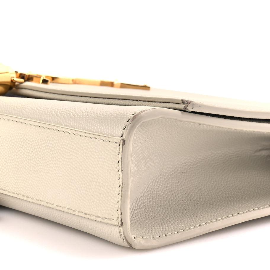 Saint Laurent Grain De Poudre Calfskin Medium Classic Monogram Kate Tassel Satchel Crema Soft Image 8