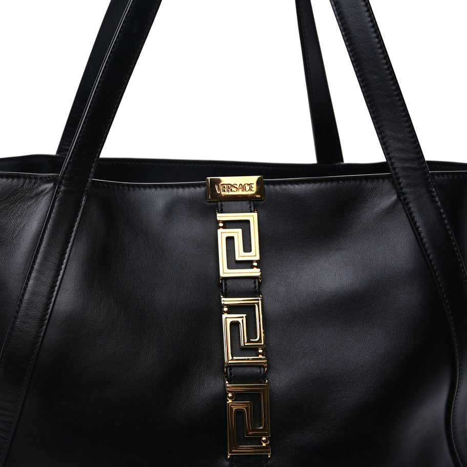 Versace Calfskin Greca Goddess Tote Bag Black Image 6
