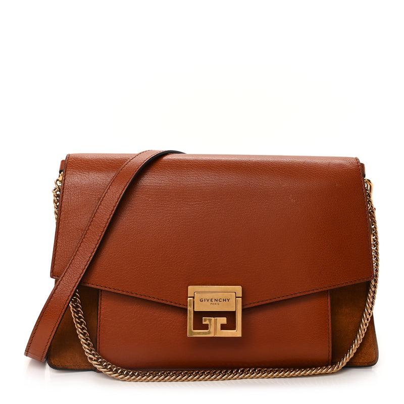  Givenchy Goatskin Suede Medium GV3 Shoulder Bag  Chestnut