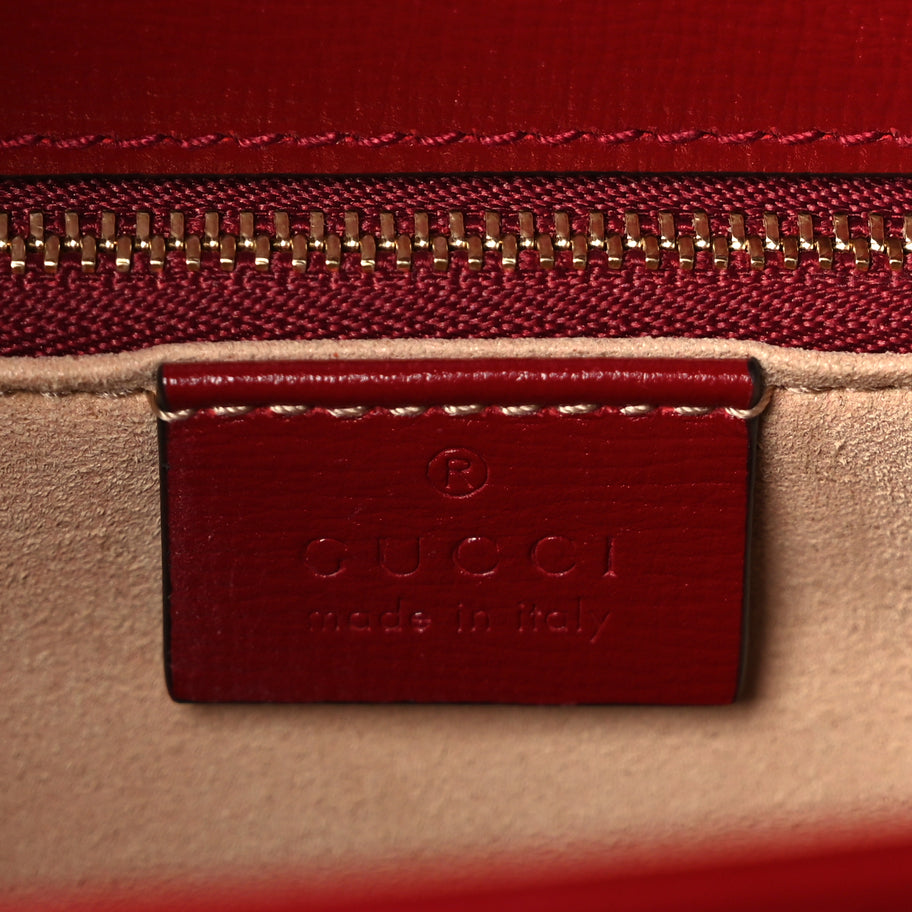 Gucci GG Supreme Monogram Azalea Calfskin Horsebit 1955 Shoulder Bag Beige Ebony New Cherry Red Image 5