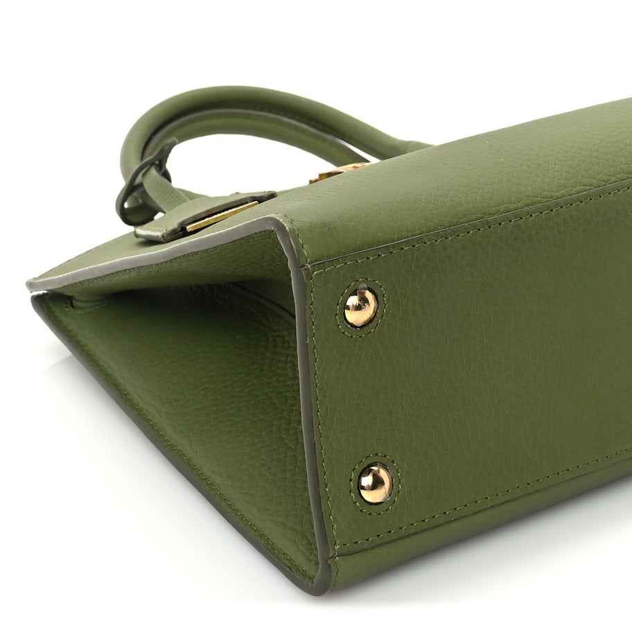 Burberry Grained Calfskin Mini Frances Tote Spruce Green Image 7