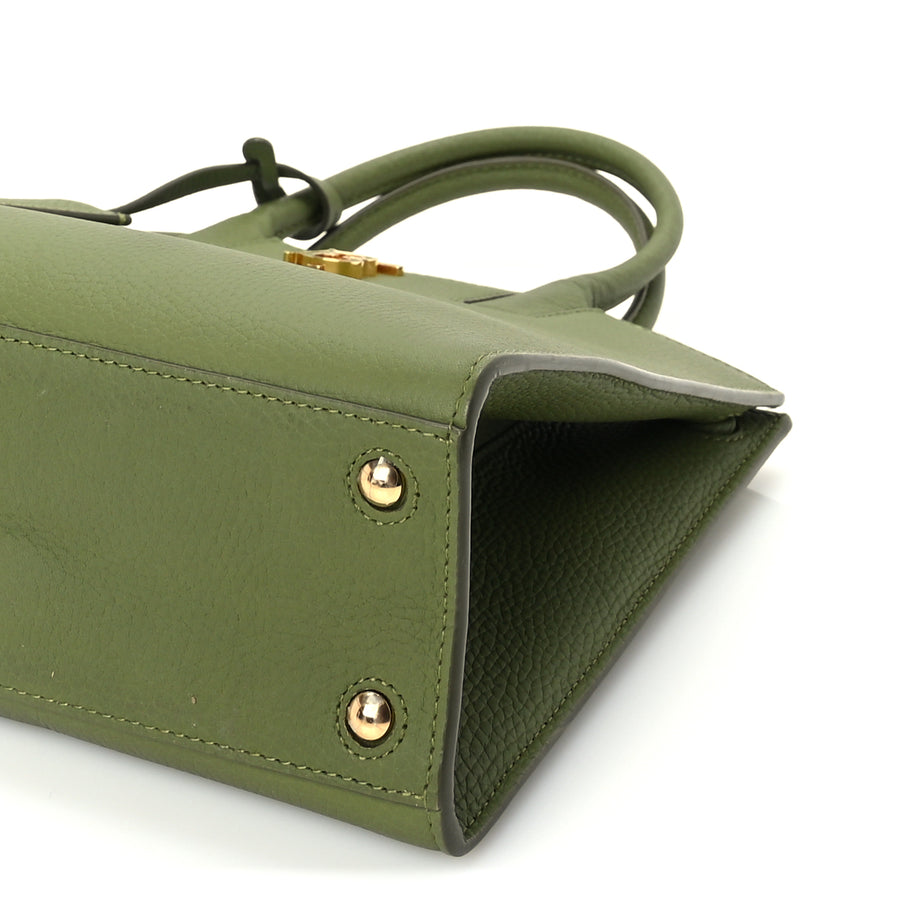 Burberry Grained Calfskin Mini Frances Tote Spruce Green Image 8