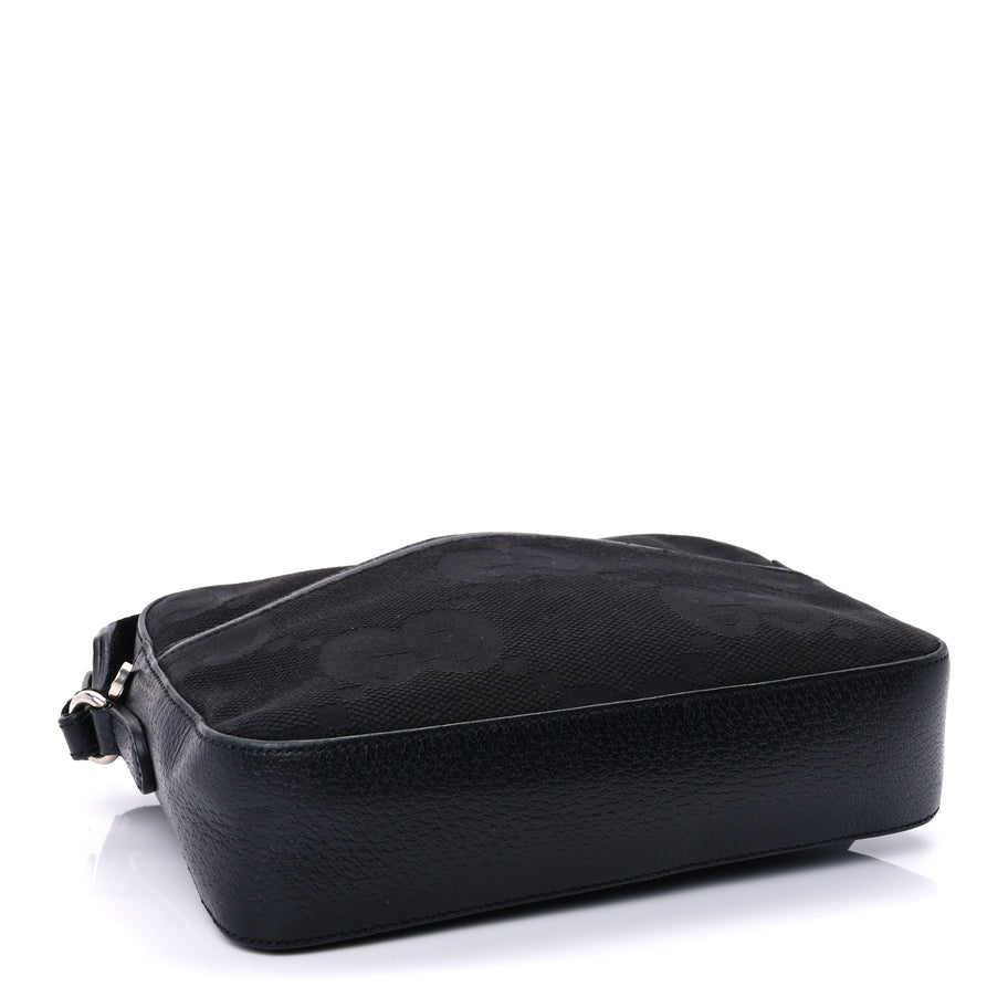 Gucci Monogram Jumbo GG Textured Dollar Calfskin Messenger Shoulder Bag  Black Image 3