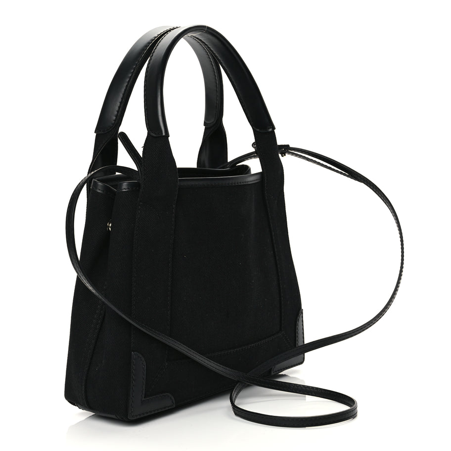 Balenciaga Cotton Canvas Calfskin Navy Cabas XS Black Image 3