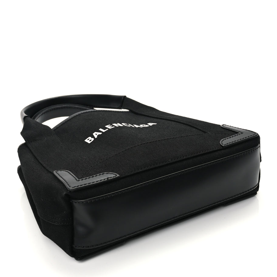 Balenciaga Cotton Canvas Calfskin Navy Cabas XS Black Image 4