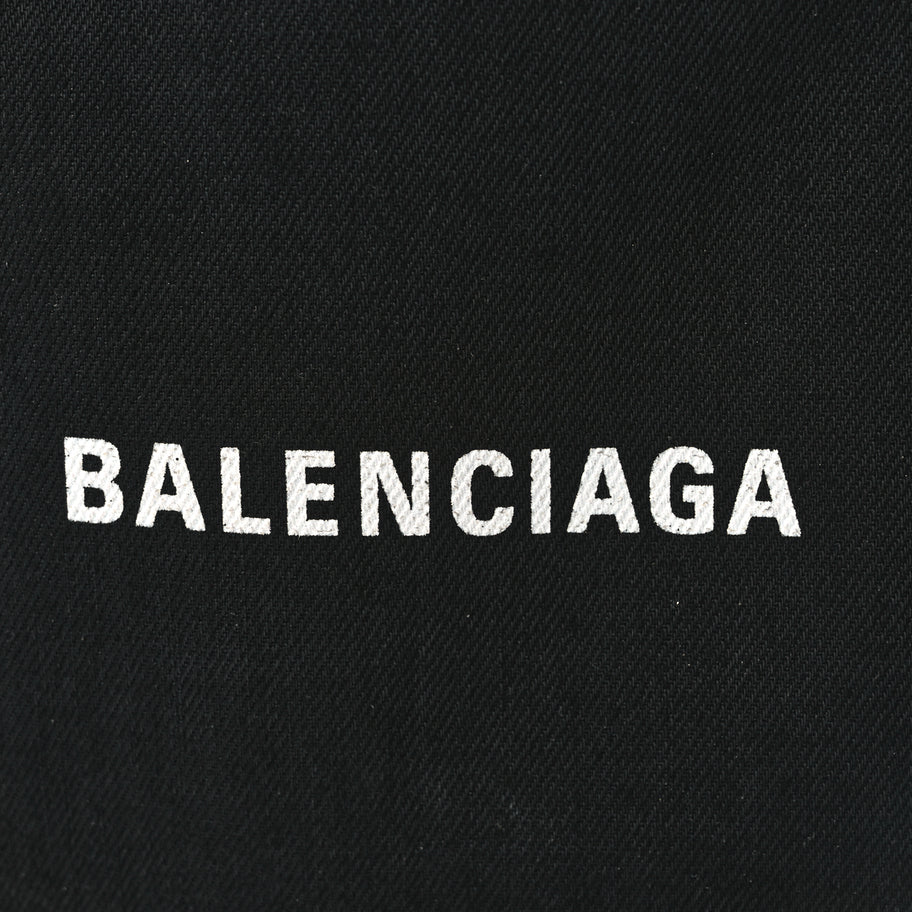 Balenciaga Cotton Canvas Calfskin Navy Cabas XS Black Image 8