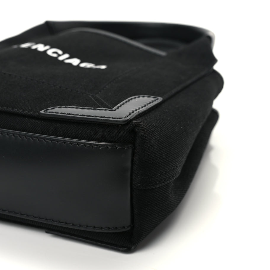 Balenciaga Cotton Canvas Calfskin Navy Cabas XS Black Image 10