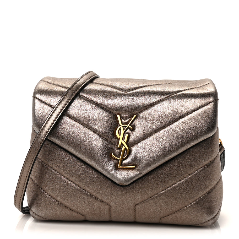Saint Laurent Metallic Calfskin Y Quilted Monogram Toy Loulou Crossbody Bag Piombo Image 1