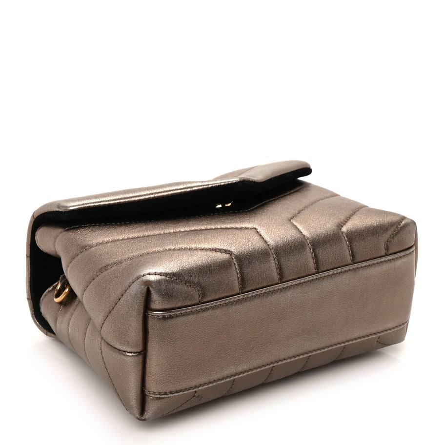 Saint Laurent Metallic Calfskin Y Quilted Monogram Toy Loulou Crossbody Bag Piombo Image 3