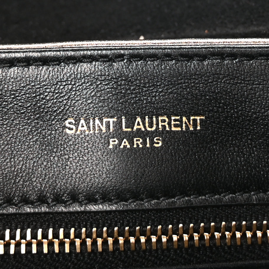 Saint Laurent Metallic Calfskin Y Quilted Monogram Toy Loulou Crossbody Bag Piombo Image 4