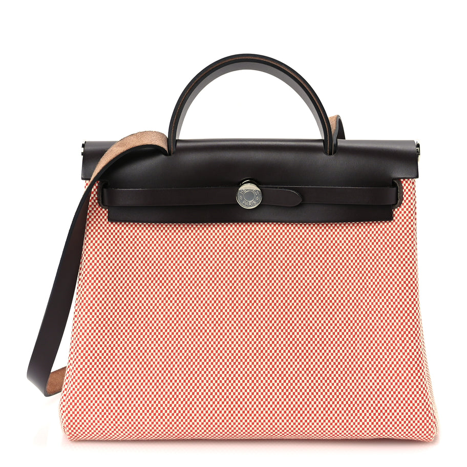 Hermes Criss Viking Vache Hunter Herbag Zip Retourne 31 PM  Ecru Sanguine Ebene Image 1