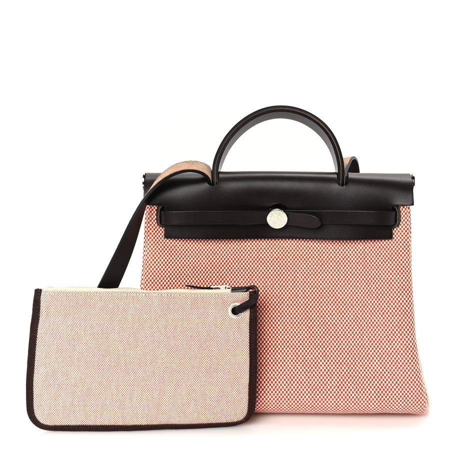 Hermes Criss Viking Vache Hunter Herbag Zip Retourne 31 PM  Ecru Sanguine Ebene Image 2