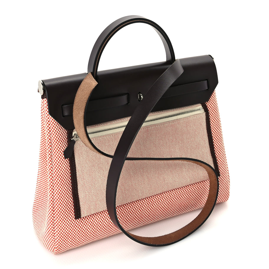 Hermes Criss Viking Vache Hunter Herbag Zip Retourne 31 PM  Ecru Sanguine Ebene Image 3