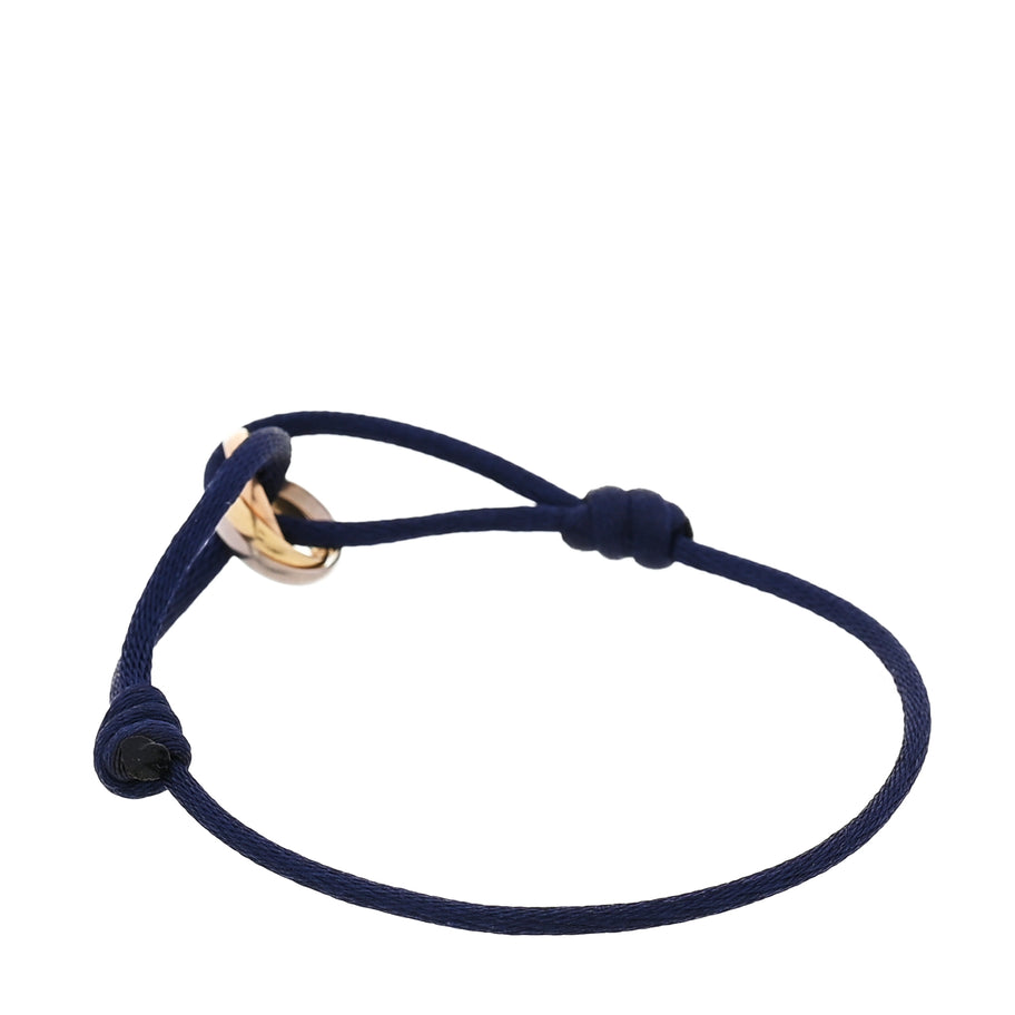Cartier 18K Pink Yellow White Gold Trinity Adjustable Cord Bracelet  Navy Image 2
