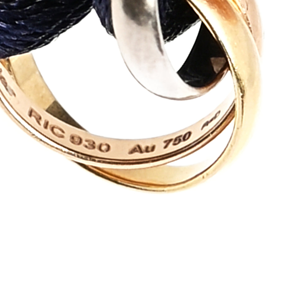 Cartier 18K Pink Yellow White Gold Trinity Adjustable Cord Bracelet  Navy Image 3