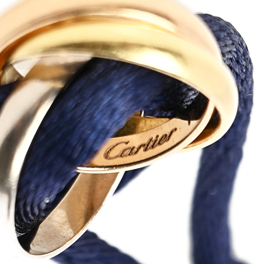 Cartier 18K Pink Yellow White Gold Trinity Adjustable Cord Bracelet  Navy Image 4