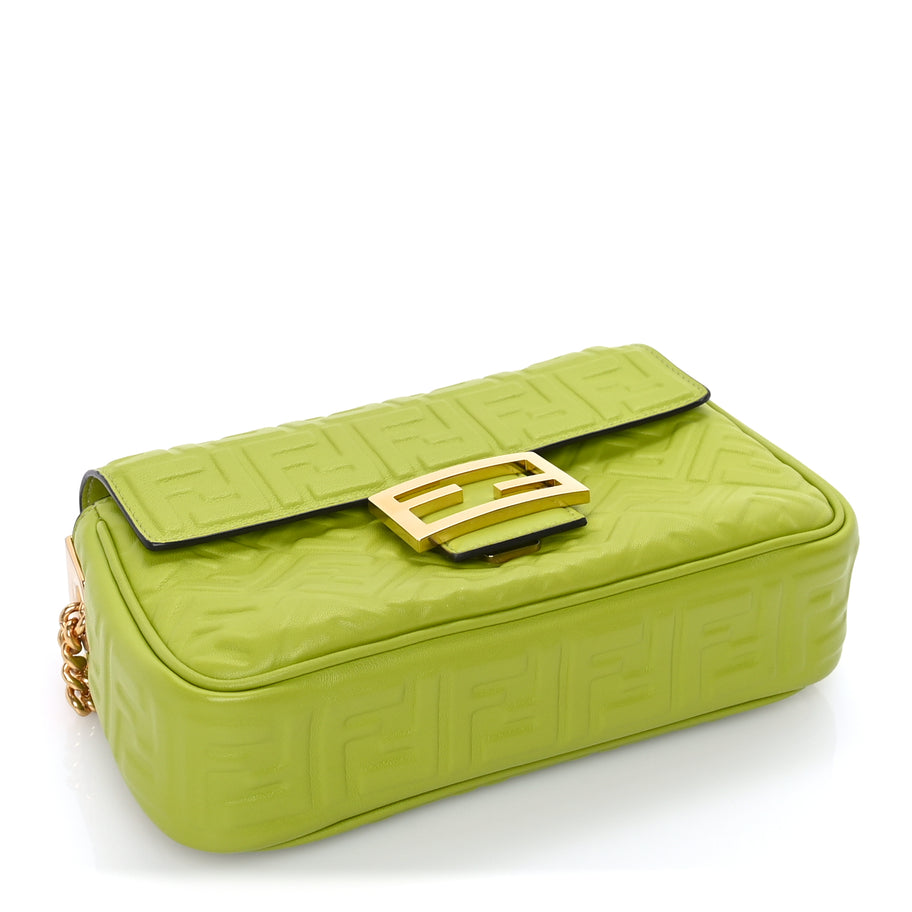 Fendi Nappa FF Embossed Small Midi Chain Baguette  Wasabi Image 3