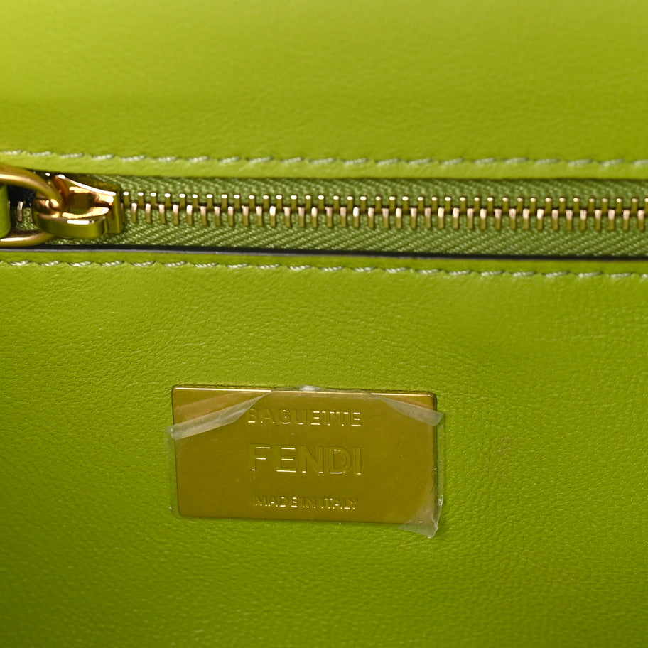 Fendi Nappa FF Embossed Small Midi Chain Baguette  Wasabi Image 5