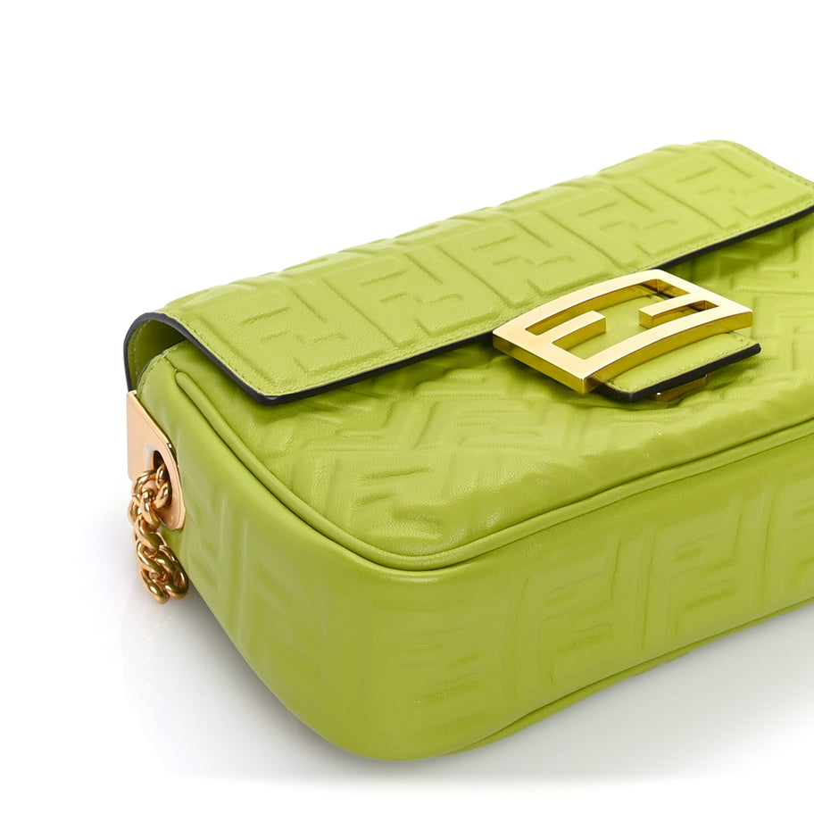 Fendi Nappa FF Embossed Small Midi Chain Baguette  Wasabi Image 7