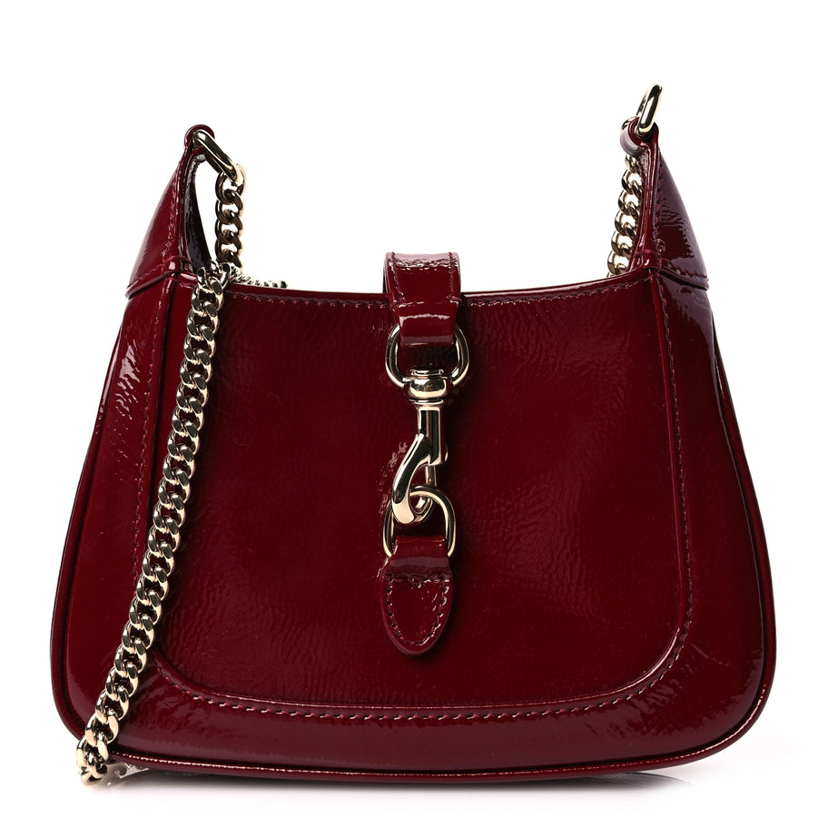 Gucci Crinkled Patent Mini Jackie Notte Bag Rosso Ancora Red Image 1
