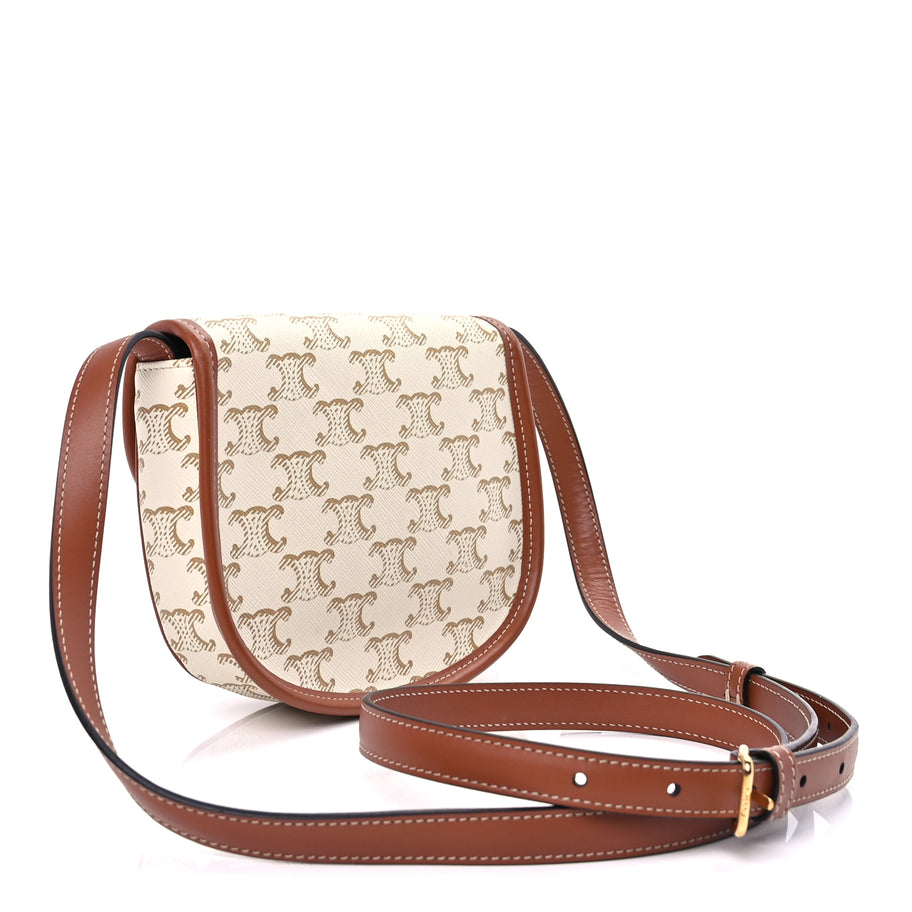 Celine Triomphe Canvas Calfskin Mini Besace Bag  White Image 2