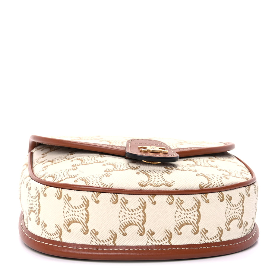 Celine Triomphe Canvas Calfskin Mini Besace Bag  White Image 3
