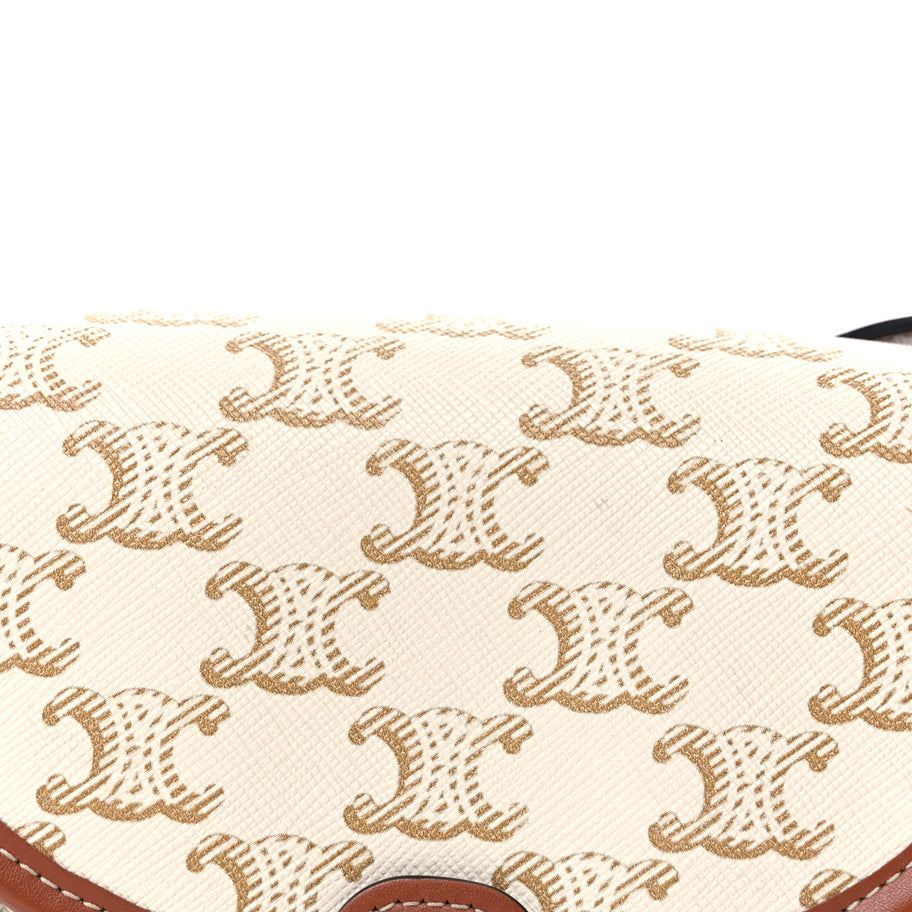 Celine Triomphe Canvas Calfskin Mini Besace Bag  White Image 5