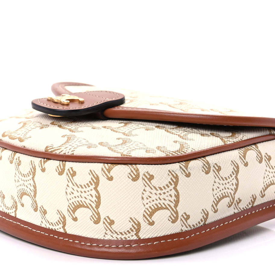 Celine Triomphe Canvas Calfskin Mini Besace Bag  White Image 6