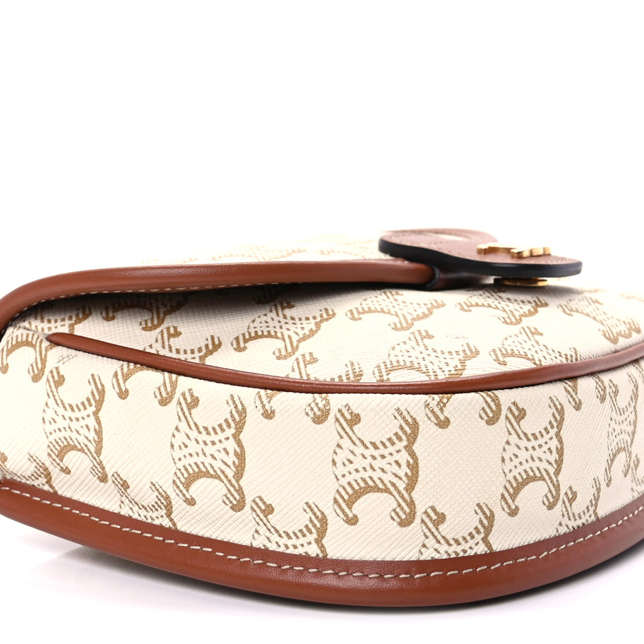 Celine Triomphe Canvas Calfskin Mini Besace Bag  White Image 7