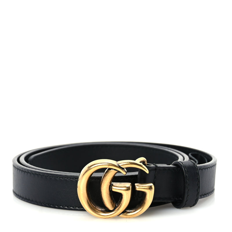  Gucci Calfskin Double G 20mm Belt 75 30  Black
