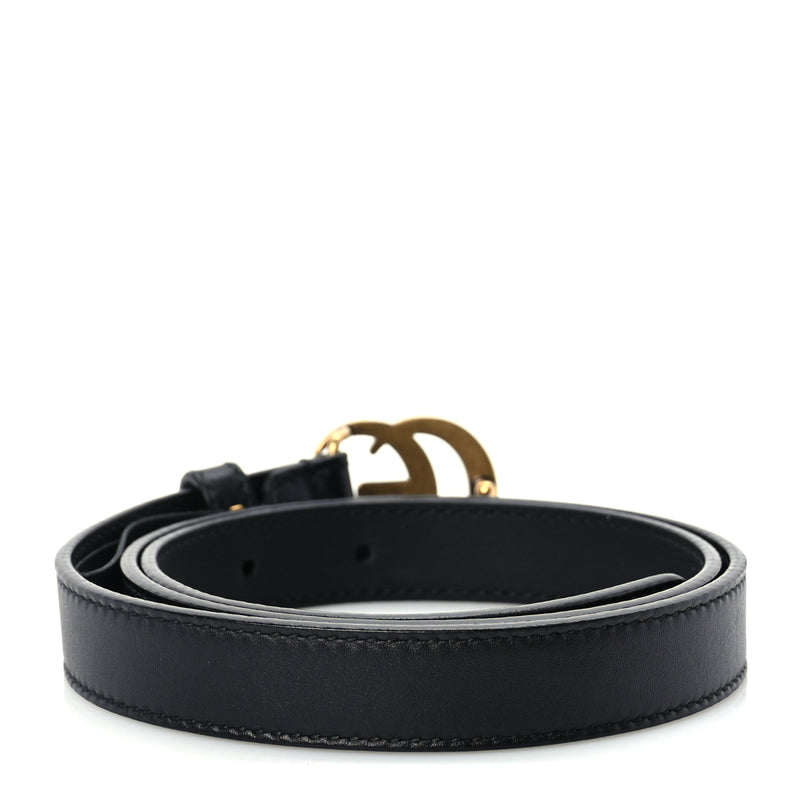  Gucci Calfskin Double G 20mm Belt 75 30  Black
