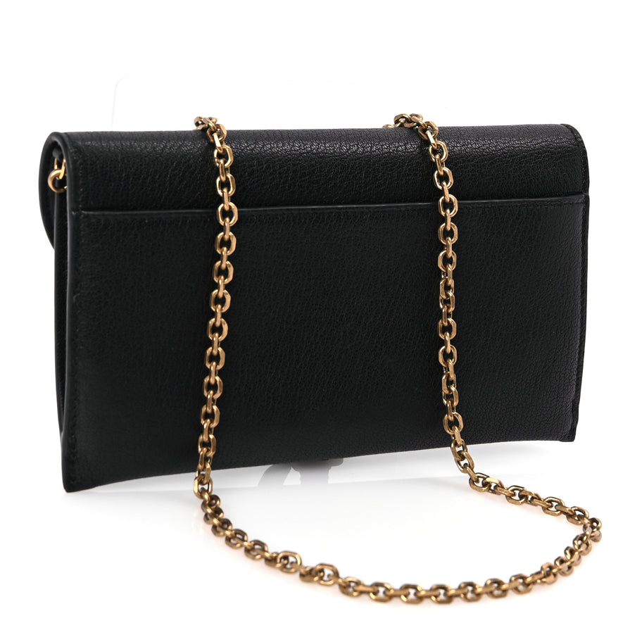 Christian Dior Goatskin Saddle Long Wallet With Chain Black Image 3