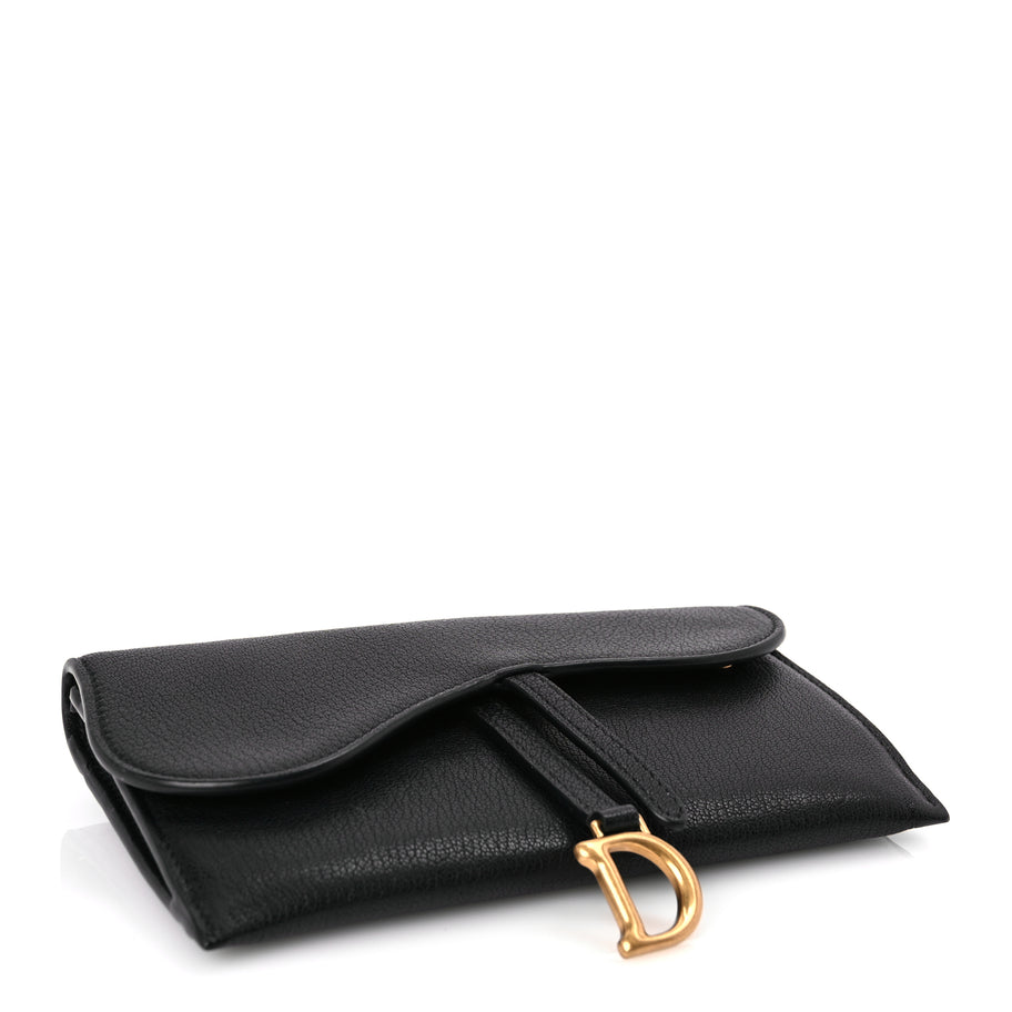 Christian Dior Goatskin Saddle Long Wallet With Chain Black Image 4