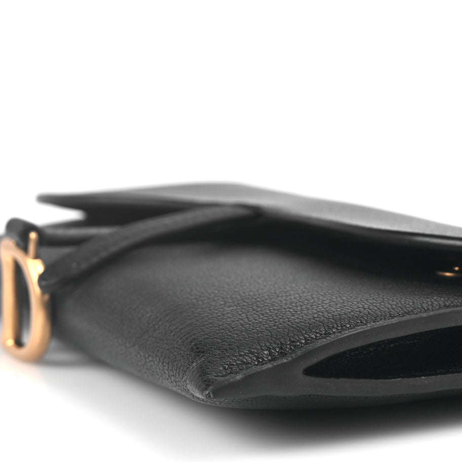 Christian Dior Goatskin Saddle Long Wallet With Chain Black Image 9