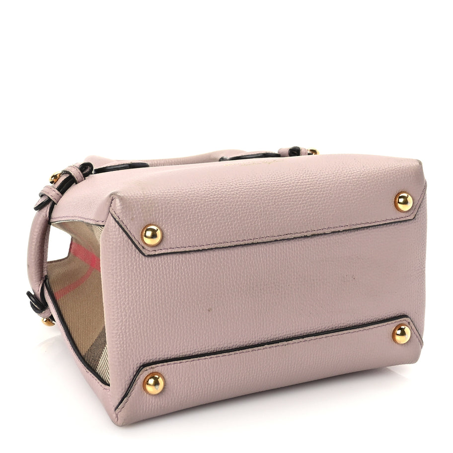Burberry Derby Calfskin House Check Small Banner Tote Pale Orchid Image 3