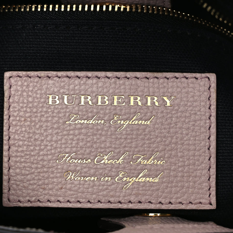 Burberry Derby Calfskin House Check Small Banner Tote Pale Orchid Image 5