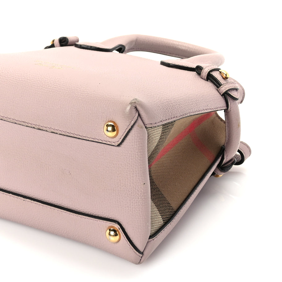 Burberry Derby Calfskin House Check Small Banner Tote Pale Orchid Image 8